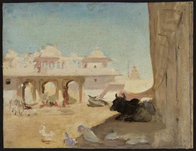 Courtyard of maharajah's palace. From the journey to India