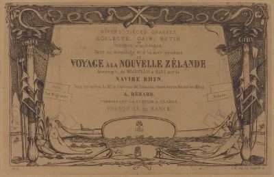 Couverture du "Voyage à la nouvelle Zélande" (Cover for the Set of Etchings Entitled "A Voyage to New Zealand")