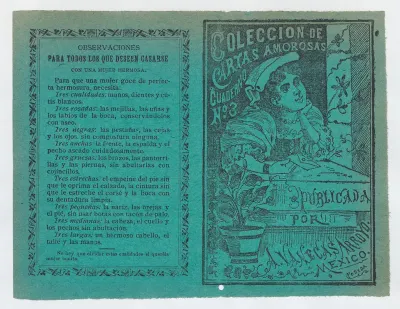 Cover for 'Coleccion de Cartas Amorosas Cuaderno No. 3', a young woman holding a letter and resting her head on her hand as she looks out a window