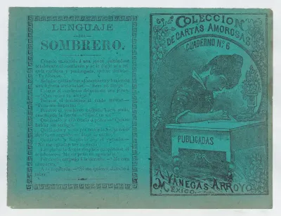 Cover for 'Coleccion de Cartas Amorosas Cuaderno No. 6', a young woman writing a letter at a desk