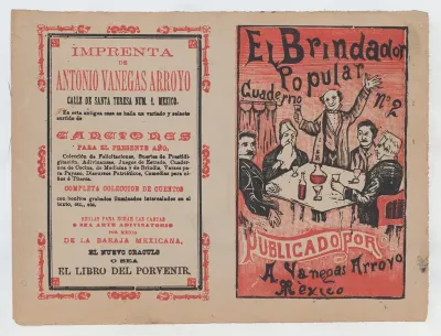 Cover for 'El Brindador Popular', a man raising a toast to a group of people seated around a table