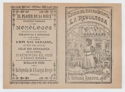 Cover for 'La Revoltosa', a woman standing in the middle of a saloon surrounded by people playing games and music