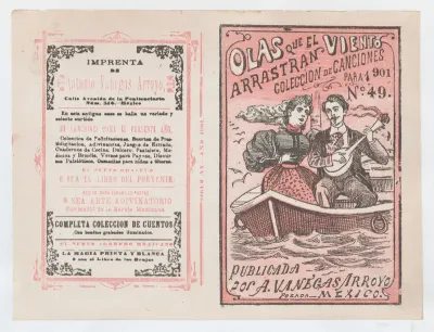 Cover for 'Olas que el Viento Arrastran para 1901', a man serenading a woman in a row boat