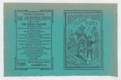 Cover for 'Rosendito, Los Leones, y El Sapo', a young boy and man holding walking sticks
