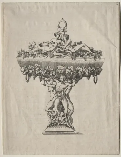 Covered Cup with Grape Festoon
