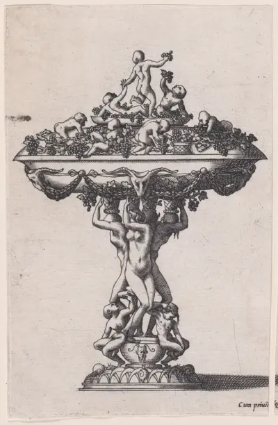 Covered Cup with Nude Figures Forming Stem