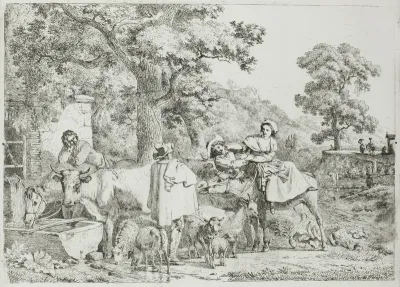 Cow and Horse at the Trough