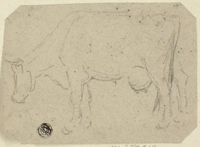 Cow Grazing (recto); Head of an Animal (verso)