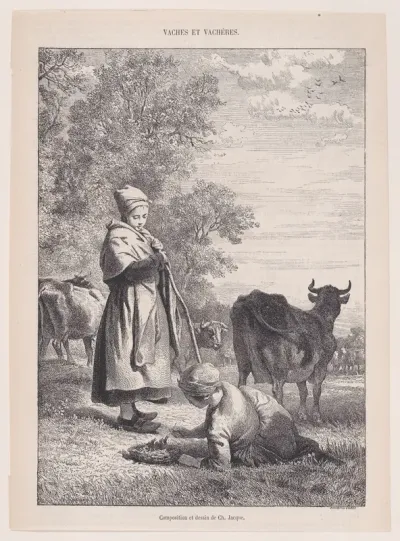 Cows and Cowherds, from "Le Magasin Pittoresque"
