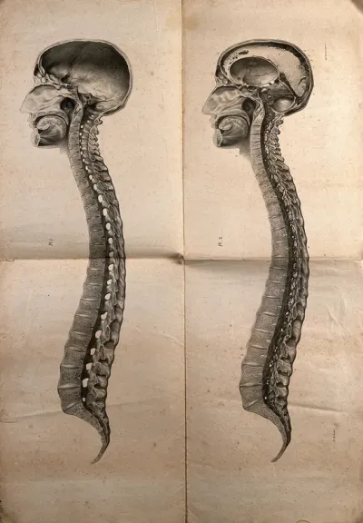 Cranium and vertebral column: two cross-sections
