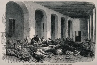 Crimean War: appalling conditions as seen in the interior of the Russian Hospital in Sebastopol
