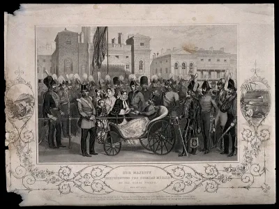Crimean War, England: Queen Victoria distributing Crimean War medals