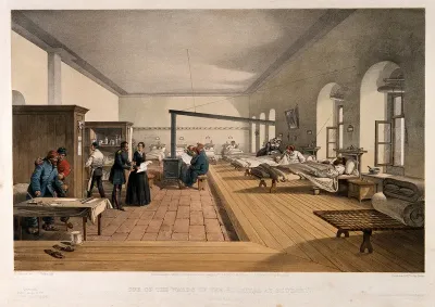 Crimean War: Florence Nightingale assessing a ward at the military hospital in Scutari