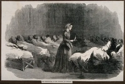 Crimean War: Florence Nightingale going around the wards at Scutari Hospital