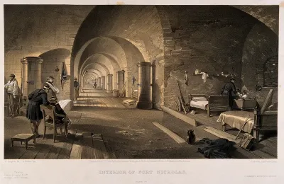 Crimean War: panoramic view of the interior of Fort Nicholas