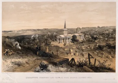 Crimean War: quarantine cemetery and church with a French battery