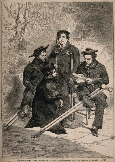 Crimean War: wounded sailors convalescing at Haslar Hospital