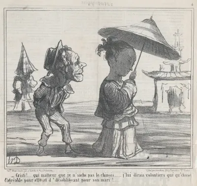 Cristi! ..... qué malheur...., from En Chine, published in Le Charivari, January 12, 1859