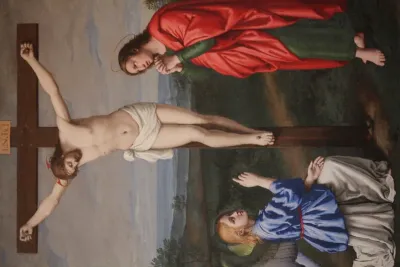 Cristo Crocifisso tra un angelo e San Giovanni Evangelista
