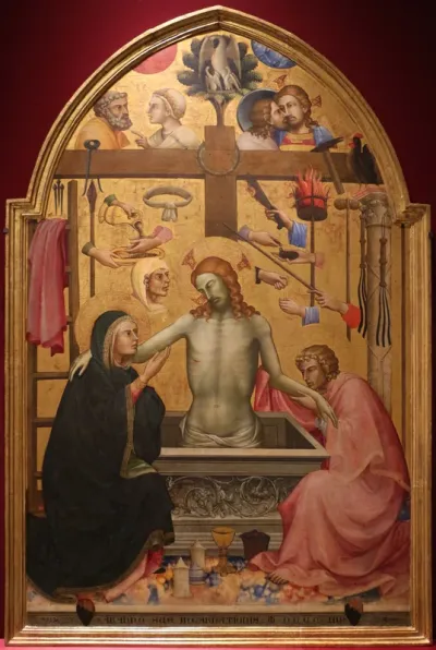cristo in pietà coi dolenti tra i simboli della passione