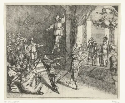 Cromwell als koorddanser, 1652