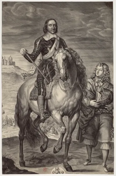 [Cromwell en armure et à cheval] P. Lombart sculpsit