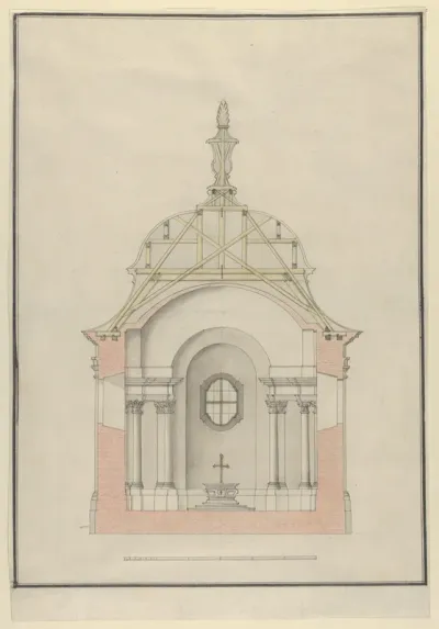 Cross Section of a Baroque Church or Chapel with a Bell-shaped Roof
