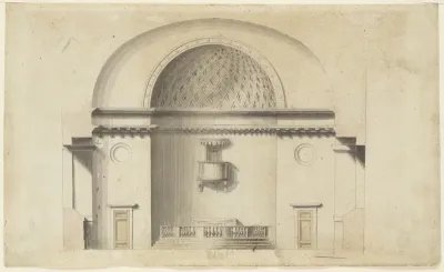 Cross-section of a chapel (?) (recto); Pavillion in Neogothic style (verso)