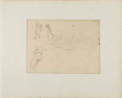 Cross-Section of a Pillared Hall and Three Figure Sketches