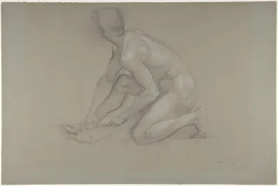 Crouching Nude Male Figure