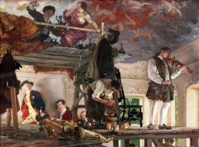 Crown Prince Frederick visits the Artist Pesne on His Painting Platform