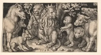 Crowned Lion from Fighting Chimeras and Scenes from Aesop's Fables