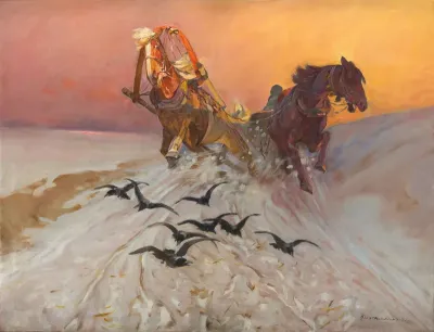 Crows before the sleigh