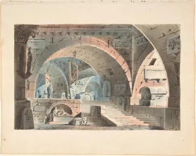 Crypt with a Kneeling Mourner