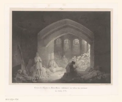 Crypte van de Notre-Dame met puin van graven
