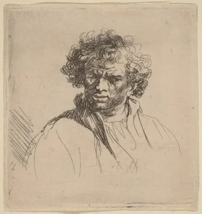 Curly-Headed Man with a Wry Mouth