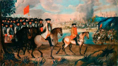 Curt Reinicke I. von Callenberg an der Spitze seines Regimentes