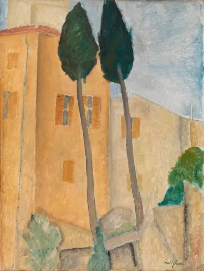 Cypresses and Houses at Cagnes