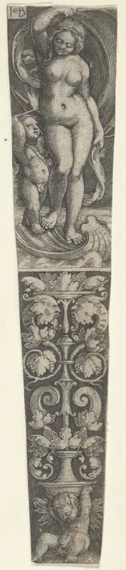 Dagger Sheath with Venus and Cupid, and a Candelabrum Supported by Cupid Below