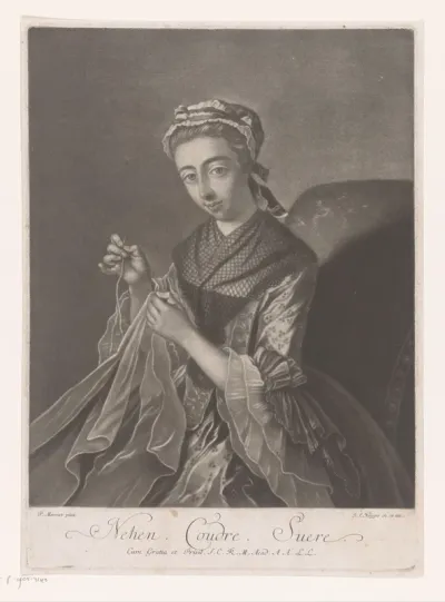 Dame bezig met naaiwerk