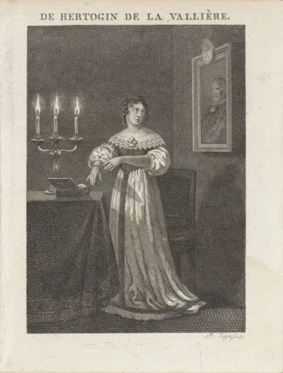 Dame bij een tafel met een kistje en een kandelaar