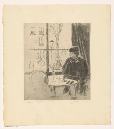 Dame in café