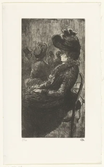 Dame in een café