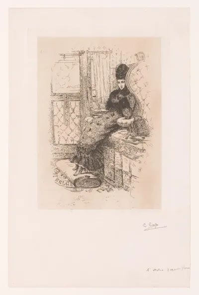 Dame in een treincoupé