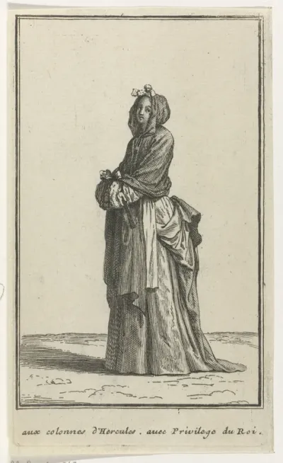 Dame in eigentijdse kleding, waaier in de hand