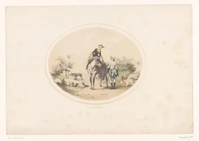 Dame te paard ontmoet een heer