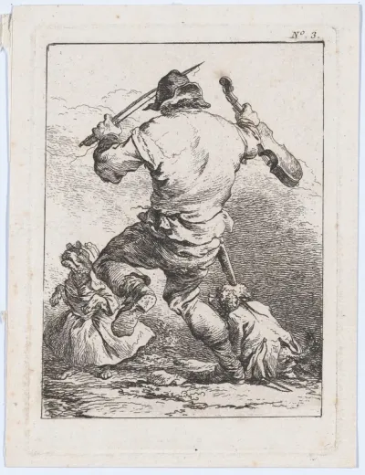 Dancing Man, Holding a Violin, Seen from Behind