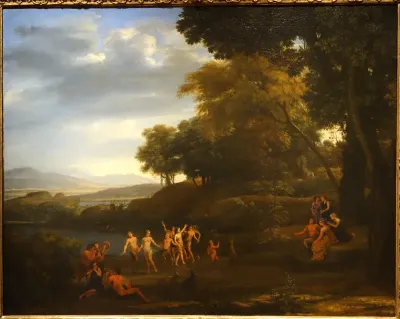 Dancing Satyrs and Nymphs in the Landscape