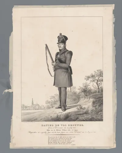 Daniel de Vos Brouwer. Geboren te Deventer, den 30 Julij 1770. Ridder van de Militaire Willems-orde, 4e klasse. Uitgetrokken als vrijwillig Jager, met het korps Jagers van Van Dam, den 2e Augustus 1831