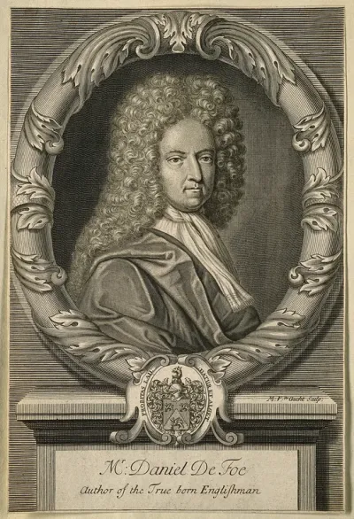 Daniel Defoe. Line engraving by M. van der Gucht, 1706, after himself